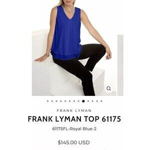 Frank Lyman Women's Design #61175 Royal Blue Flutter Layered Sleeveless Size 4‎